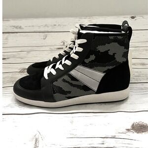 NEW Sanctuary Major Sneaker Black Olive Camo Sustainable High Top 7.5M